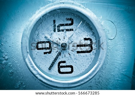 a clock under water / time management / waste time / importance of time / frozen clock