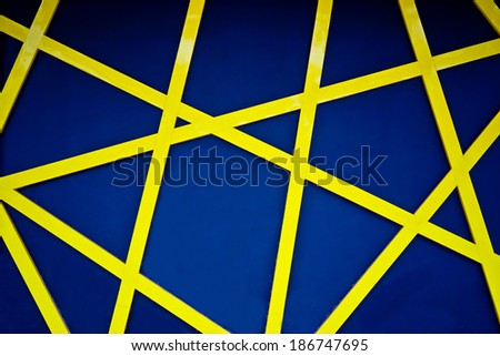 blue wood wall background with yellow line patterns / modern design