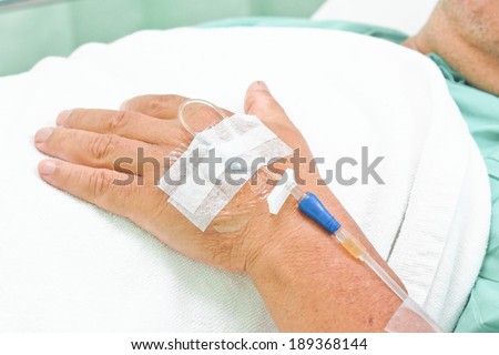 IV solution in a patients hand