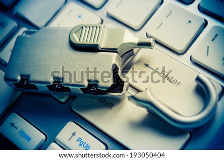 broken security lock on computer keyboard