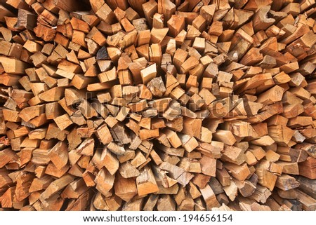 firewood / Dry firewood in a pile for furnace kindling