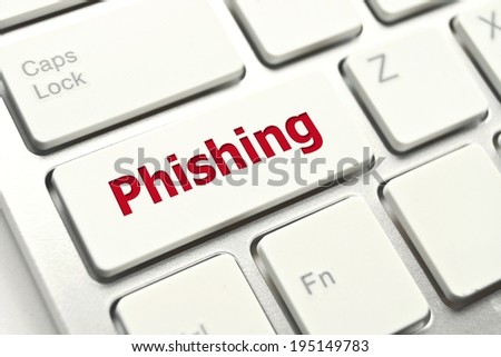 phishing message on computer keyboard button