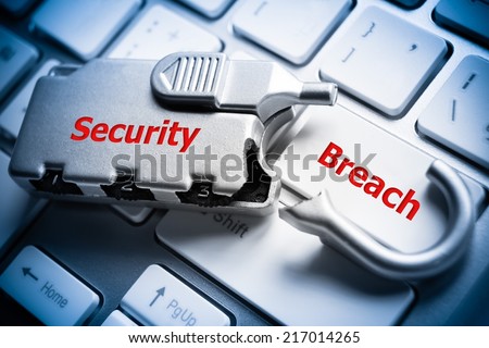 broken security lock on computer keyboard - security breach