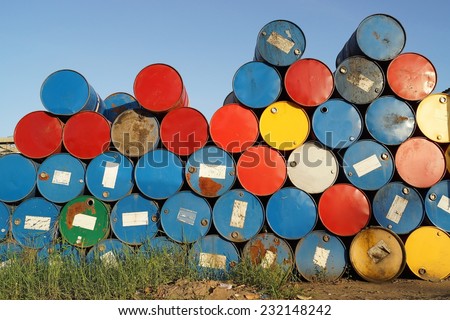 Pile of colorful oil tank