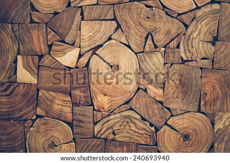 close up view of pieces of teak wood stump background