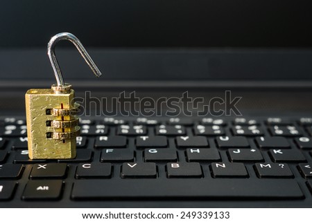 open security lock on black computer keyboard