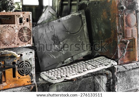 Personal computer burnt due to electricity short circuit - Threat to computer hardware concept