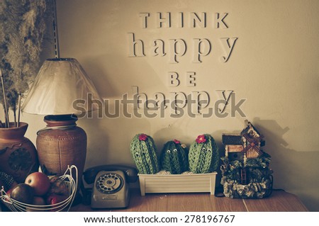happy corner of a house with words saying think happy be happy