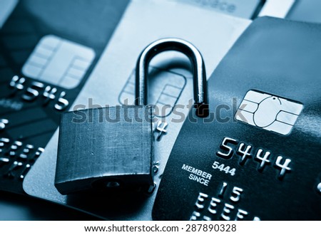 credit card data security breach / data decryption on credit card concept