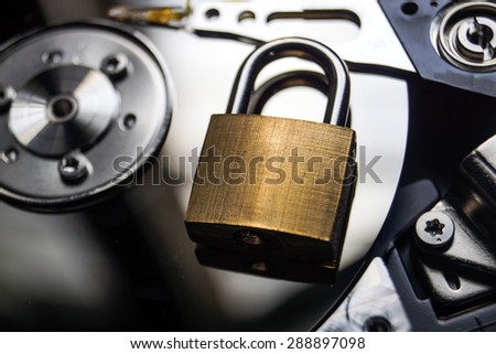 A security lock on computer hard disk / Computer data encryption security