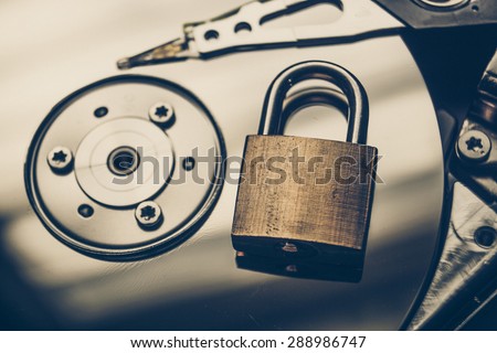 security lock on a computer hard disk
