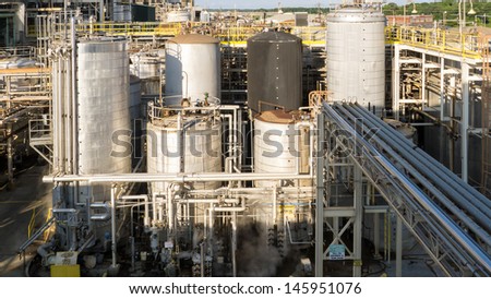 Product storage tanks in chemical plant