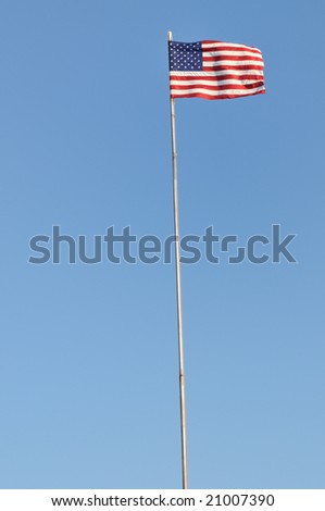 American flag on long pole