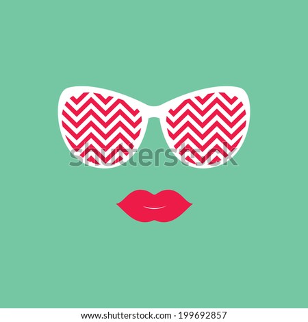 Sunglasses and lips Vector illustration Hipster theme Print for your T-shirts Great idea for design Woman's face Sunglasses and lips Vector illustration Hipster theme Print for your T-shirts Great idea for design Woman's face