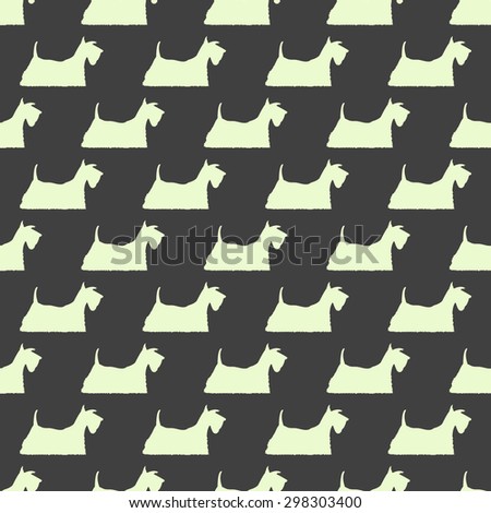 Animal seamless vector pattern of dog silhouettes. Endless texture can be used for printing onto fabric, web page background and paper or invitation. Doggy style. Scottie pattern