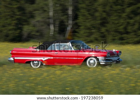 TROSA, SWEDEN - JUNE 5 2014, DODGE DART PHOENIX model 1960. This car is headed for a veteran car meeting in the small town of Trosa in Sweden.