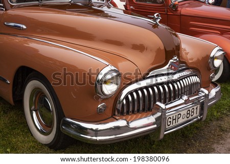 TROSA, SWEDEN - JUNE 5, 2014 Veteran car meeting in the small town Trosa, Sweden. BUICK SUPER, model year, 1948.