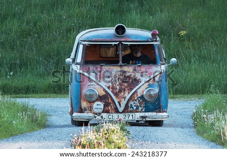 HOLO SWEDEN, May 25, 2014. Volkswagen bus, Newly renovated, but the old feeling on the outside.
