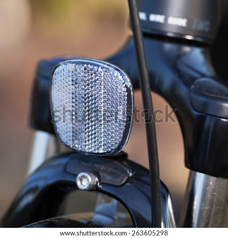 HOLO, SWEDEN, March 20. 2015.  Bicycle reflectors mounted in the front of the bike