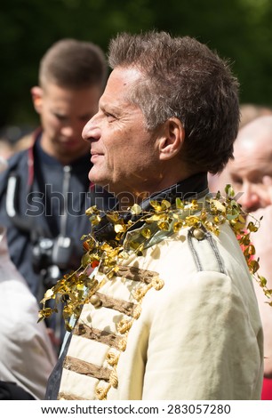 STOCKHOLM, SWEDEN - MAY 31, 2015. Peace and Love Parade. Street party in Stockholm, Thomas Gylling A famous Swedish TV producer and event creator in Stockholm