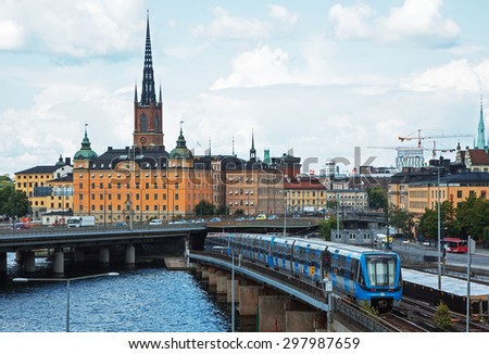 STOCKHOLM SWEDEN July 15, 2015. View of the island of Riddarholmen in Stockholm Sweden.