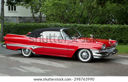 TROSA, SWEDEN JULI 16 2015, DODGE DART PHOENIX model 1960. This car is headed for a veteran car meeting in the small town of Trosa in Sweden