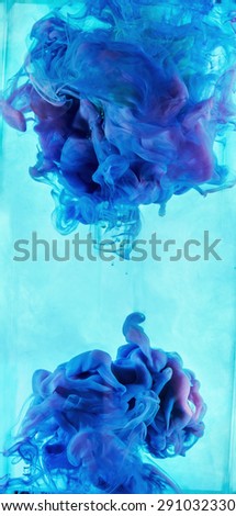 Colors underwater. Blue liquid colors on turquoise background.