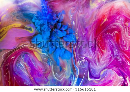 Colorful abstract composition. Color mixing, dyes, acrylic colors and ink Liquids.  Unique design for personal and business branding. Interesting patterns, lines and shapes give rich textures.