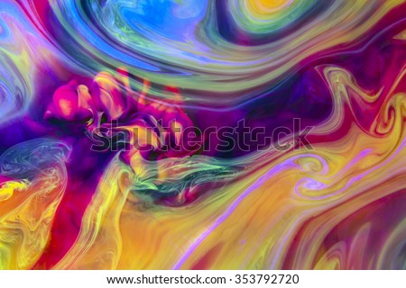Abstract  background, various pigments and dyes create a rich texture. Colors under water create interesting organic shapes and structures that reveal themselves when closely observing the image.
