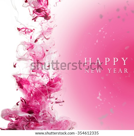 Happy new year card. Abstract artistic background, a rich texture created with Colors under water. Interesting organic shapes and structures that reveal themselves when closely observing the image.
