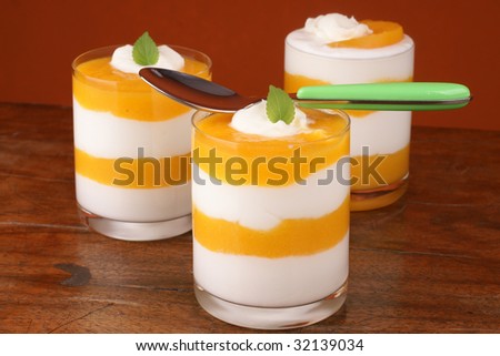 Fresh yoghurt and peach dessert