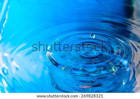blue color of water drop and water reflection for background