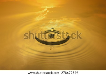 sunset water reflection and water drop