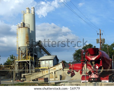 concrete factory and mixer truck