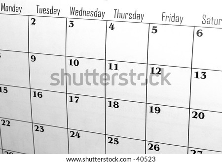 Calendar with weekdays
