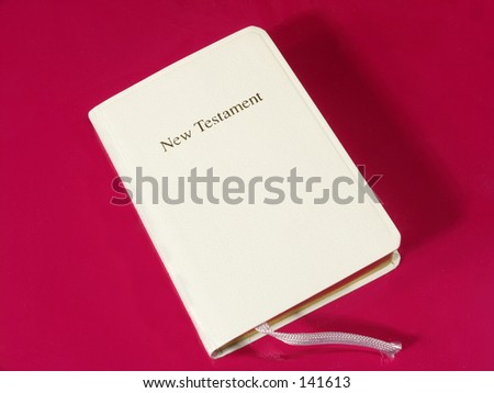 Pocket new testament on red background