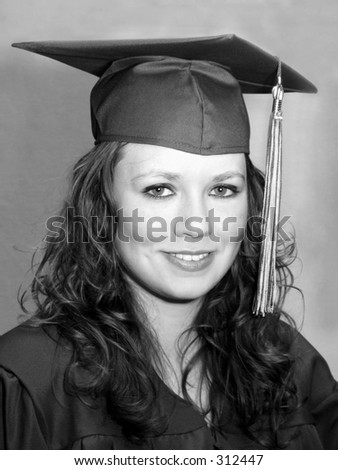 Graduation portrait in black and white