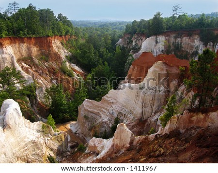 Providence Canyon, Georgia.  Canyon formed in modern era by erosion caused by bad farming practices