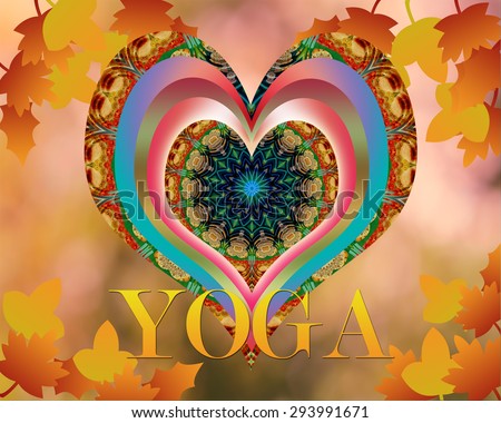 Beautiful yoga design with autumn leaves