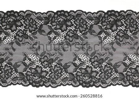 Black lace on white background