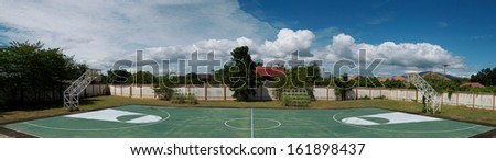 Panoramic view of basketball court