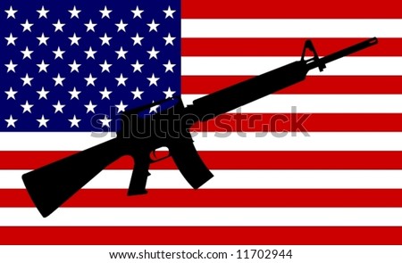 stock vector US Flag with Gun
