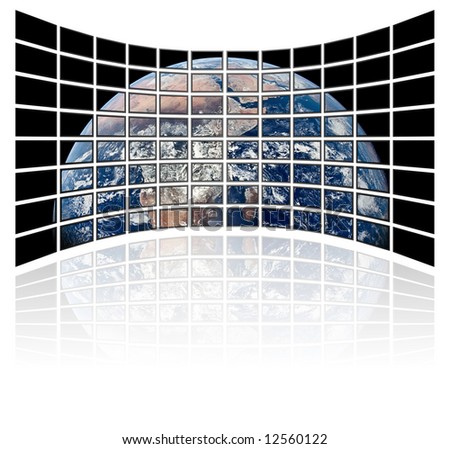 earth globe on tv screens (white background)