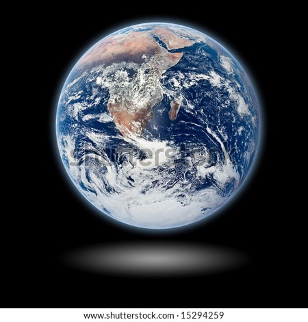 stock photo : Earth Model with black background and shadow