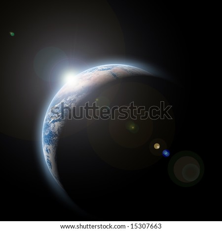 planet earth with sunrize in space