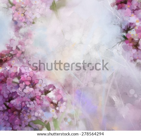 Abstract  watercolor painting  pink  Apricot tree flower in soft colorful and blur style with bokeh,Spring floral seasonal nature on grunge paper background
