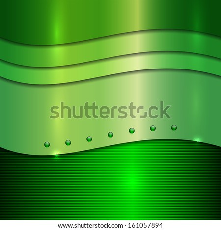 Green metal background with curves and circles