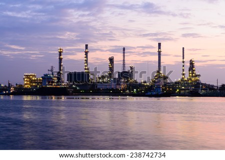 Early morning at Oil & Petroleum refinery in Bangkok, Thailand