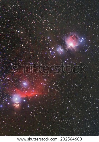Horsehead and Orion Nebula this is a nebula in Orion Constellation distance 1500 light years from the earth