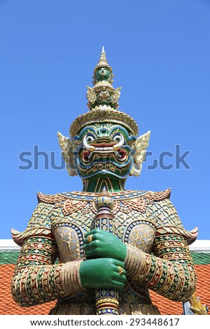 Beautiful architecture giant statues in the temple Thailand.(Public Places)